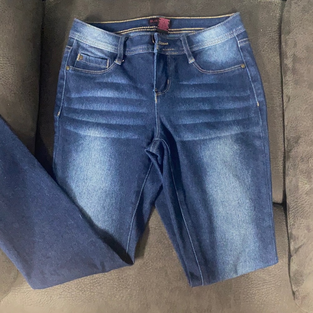 Size small stretchy jeggings. Blue